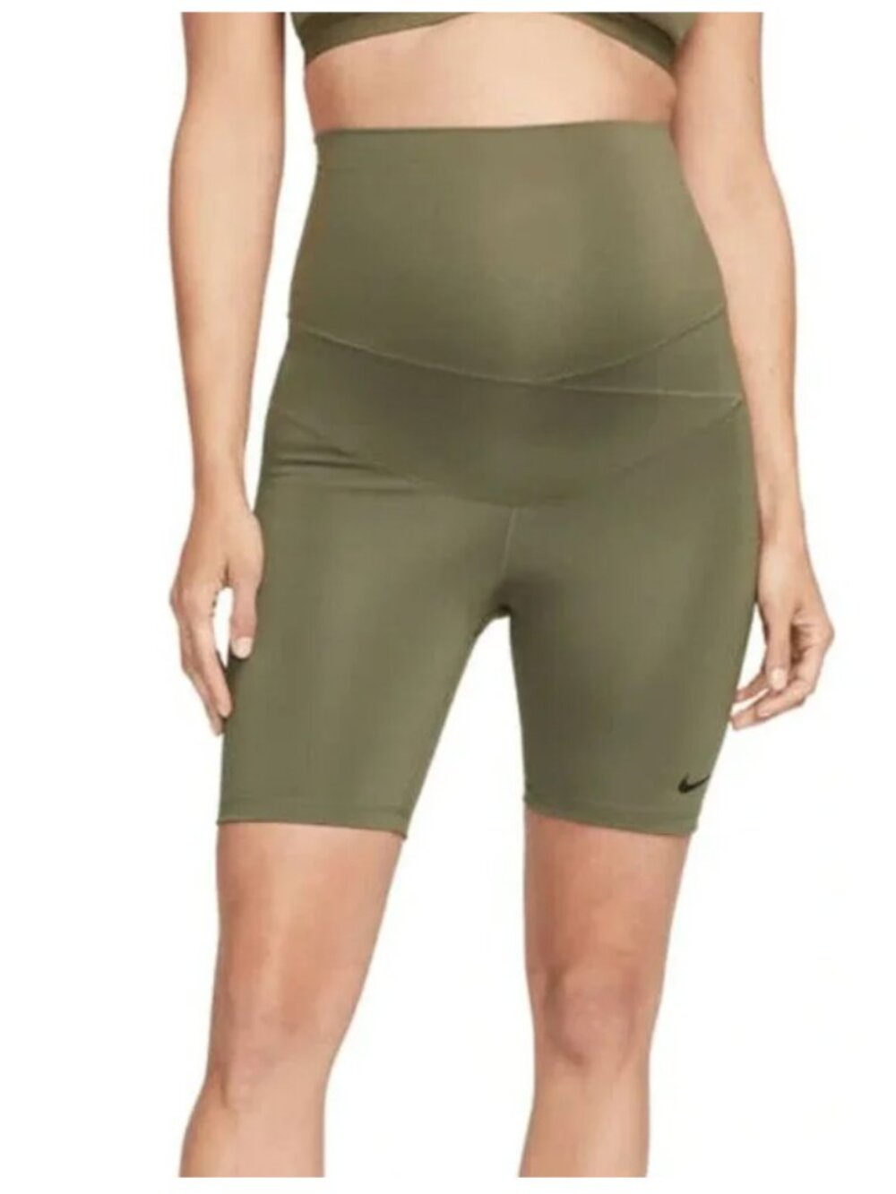 Nike Training Maternity Dri-FIT One 7-Inch legging shorts Size XL Olive Green